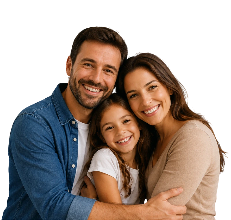 Família abraçada